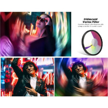 Chromatic Halo Camera Filter Iridescent Optical Glass Filter for Rainbow Swirl Distortion  Portrait Filter 77mm