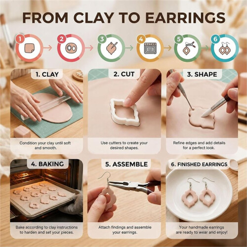 Earring Making Kit with Clay Cutters Modeling Tools and Hardware, DIY Handmade Jewelry  Set for Beginners 1