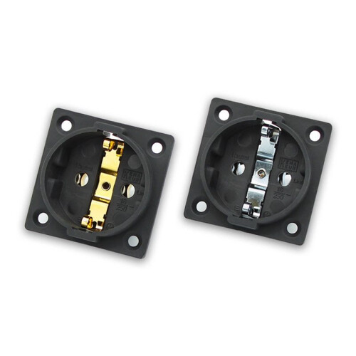 EU Wall Socket Panel Mount Power Outlet 16A 250V for HiFi Amplifier DAC Audio, Audiophile Grade Power Socket Silver 1
