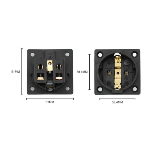 EU Wall Socket Panel Mount Power Outlet 16A 250V for HiFi Amplifier DAC Audio, Audiophile Grade Power Socket Gold 2