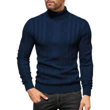 Herren Strickpullover mit Rollkragen, gestrickt, warm, langärmlig, marineblau XXL — herrenpullover rollkragen