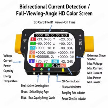 Color Screen Bidirectional XT60 Power Meter 70V/30A Lithium Battery Voltage Current Display for Card Data Logger