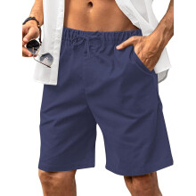 Herren Leinenshorts Bermudas Atmungsaktiv Leicht Marineblau Größe M — leinenshorts herren, leinenhose kurz