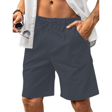 Herren Leinen-Bermudashorts Atmungsaktiv Leicht Dunkelgrau S — leinenhose herren, bermudashorts herren, leinenshorts