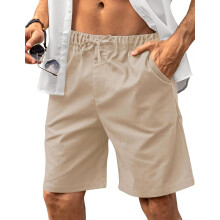 Herren Leinenshorts Bermuda Atmungsaktiv Leicht Beige XXL — leinenshorts herren, bermuda shorts herren, leinenhose kurz