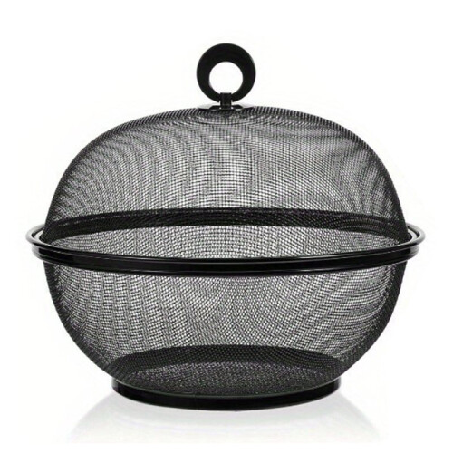 28CM Mesh Metal Kitchen Fruit Basket Vegetable Storage Basket Reusable Draining Fruit Bowl Large Capacity Kitchen