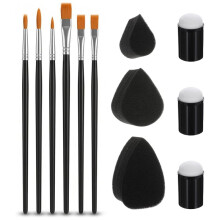 12Pcs Face Painting Brush & Sponge Set, Professional Body Paint Kit for Halloween Cosplay Party Makeup and Painting