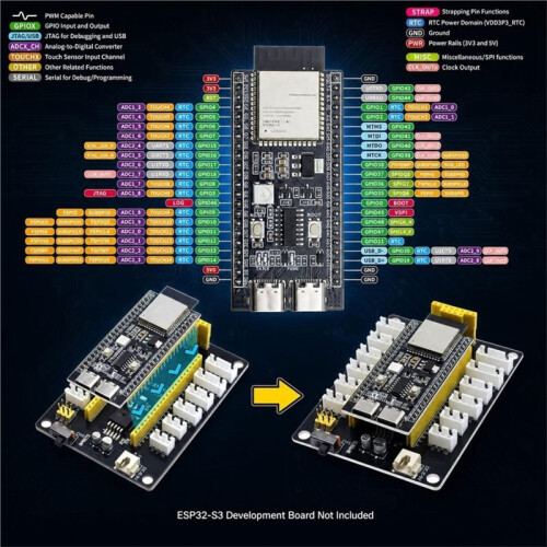ESP32-S3 IoT Dev Kit Sensor Expansion Board OLED ESP32-S3 N16R8 Dual USB-C GVS OLED Display Portable AA Holder 1