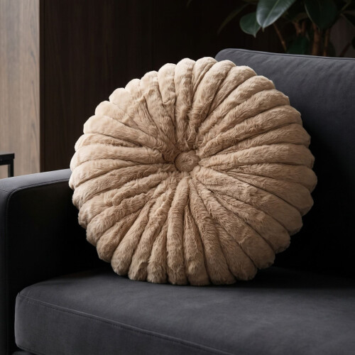 Homescapes Round Pleated Cushion, 36 cm 1