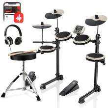 Donner DED-80 Electric Drum Kit with 4 Quiet Mesh Pads, 180+ Sounds, 30 Demo Songs, 10" Cymbals, 2 Pedals, Throne, Headphones, Sticks, USB MIDI, Melo