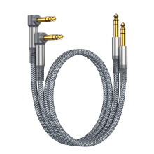 RUXELY 6.35mm TRS Instrument Cable 1M 2-Pack,1/4 Right Angle Guitar Lead