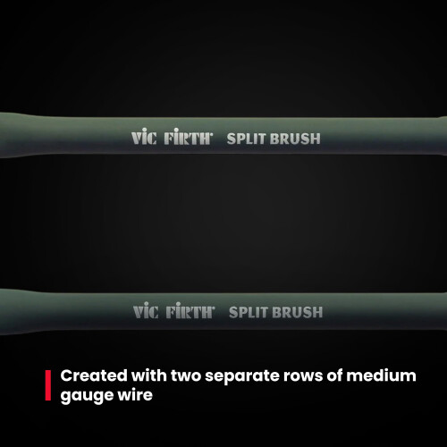 Vic FIrth - Split Drum Brushes - Retractable - Medium Gauge Wire - Green Plastic Handle 1