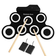 Gr8 Home Electronic Roll Up Drum Set Kit Toy Folding Foldable Digital Mat With 7 Pads Portable Beginners 2 Paddles Sticks Musical Xmas Gift