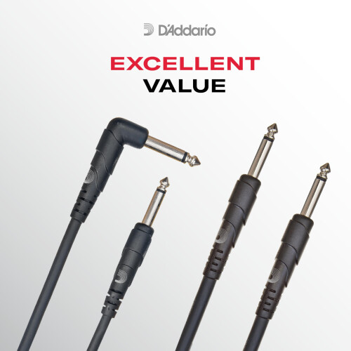 D'Addario Classic Series Guitar Cable 10 ft, Straight/Right Angle 1