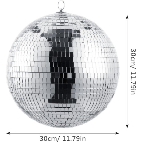 30cm Mirror Disco Ball with Hanging Hook for Party & DJ Lighting 1