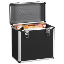 Yaheetech Lockable Vinyl Record Storage Case for 12-Inch LPs, Black