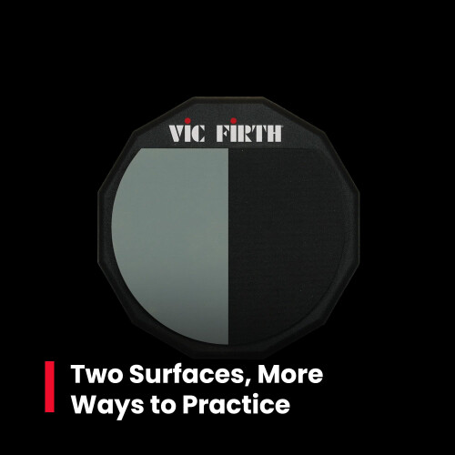 Vic FIrth - Single Sided Drumstick Practice Pad with VF logo and Divided playing surface - 12” Diameter 1