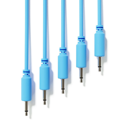ExcelValley - 5 Pack - Mono Modular Patch Cables - TS 3.5mm 1/8" Eurorack Synthesizer [Blue - 10 cm - 4"]