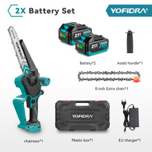 YOFIDRA elektrische kettingzaag, 8 inch, borstelloos, draadloos voor houtwerk en tuin