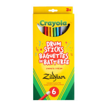 Zildjian Crayola Kids Drumsticks 6 Pack with Practice Pad- 6 Pack coloured sticks