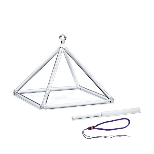Hye-eun Clear Crystal Singing Pyramid 6 inch with Suedce Stick
