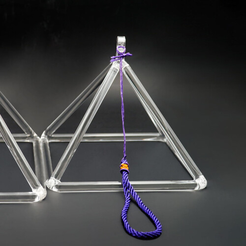 Hye-eun Clear Crystal Singing Pyramid 6 inch with Suedce Stick 1
