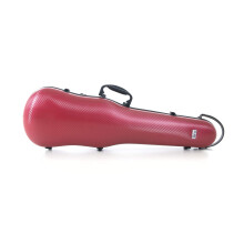 GEWA Violin Shaped Case Polycarbonate 4/4 - 1/2 Size, Red, Black Interior, 2 Removable Backpack Straps, Accessory Pocket, Padded Suspension, Addition