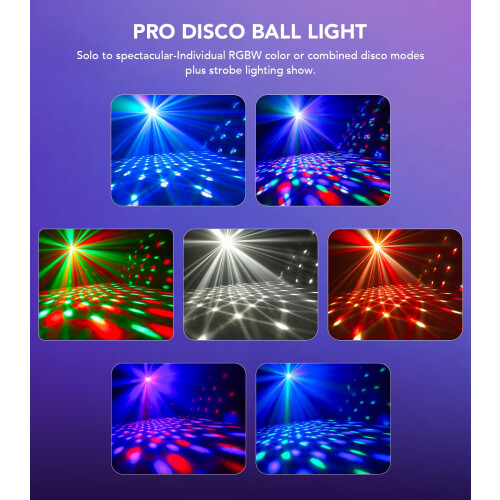 KeoBin 7 in 1 Disco Lights with Rotating Snowflake Patterns - RGB Stage Lighting with Strobe, UV, Beam 2