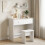 Homcom (White) HOMCOM 2-in-1 Dressing Table Flip Top Mirror and Hidden Stool 8