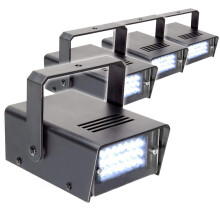 BeamZ LED Mini Strobe Light Set - 4 Portable Disco Lights with 24 Bright LEDs, Adjustable Flash Speed Control, DJ Party Strobe Effects, Ideal for Dis