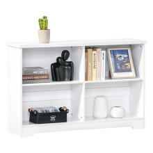Wooden Cube Bookcase, 2 Tier Open Storage Shelving Unit with 4 Compartments, for Home Office Living Room, 118 x 29 x 76cm, White