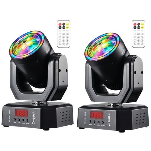 2Pack Mini Moving Head Lights for Dj Lighting Led Beam Spot Gobo Pattern Projector Stage Light for Party