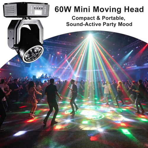 2Pack Mini Moving Head Lights for Dj Lighting Led Beam Spot Gobo Pattern Projector Stage Light for Party 1