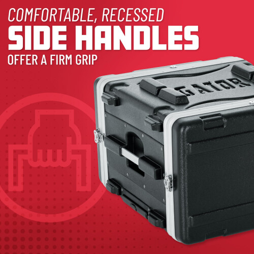 Gator Molded PE 6U 19.25 inch Rack Case with Front / Rear Rails / Pull Handle / Recessed Wheels and Locking 2
