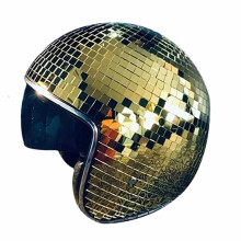 Disco Ball Helmet With Retractable Visor Cool Helmet Glitter Mirror Glass Disco Ball Hat Costume For Women Men DJ Club Stage Bar Party Wedding