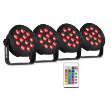 Fuzzix Comet M12 Party Par Can LED Light Set of 4 with Remote – High Power RGB Wash Lighting, Disco and DJ Effect, Portable Home/Bar/Party Uplightin