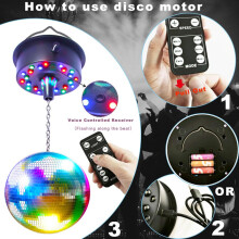 Remote RGBW Rotating Disco Ball Motor,5-10RPM Adjustable Speed Light Up Spinner 23 LED for 6~15" Mirror Rotator for Birthday Party Decor (Not Include