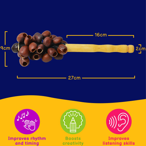 A-Star Handmade Authentic Seed Pod Shell Shaker - 27cm - Percussion Musical Instrument 2