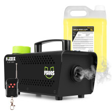 Fuzzix F500S Party Fog Machine 500W with Wireless Remote Control and 5L Yellow Smoke Fluid - Disco Fogger Effect for Home Parties, Halloween Events a