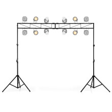 COSTWAY Lighting Truss System, 11-Level Height Adjustable Lighting Stand with 2 Folding Tripods & 12 Mounting Points, Metal DJ Light Stand for Bands