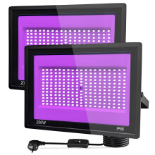 Pack of 2 200 W LED Black Light, Black Light Spotlight, IP66 UV Black Light Floodlight, 395-400 NM LED UV Spotlight, UV Light with Switch for Disco,
