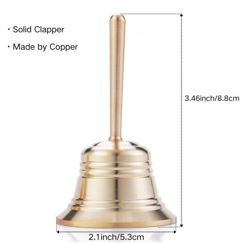 Homelavie Small Solid Brass Hand Call Bell for Dinner Teacher Handbell (M) 1