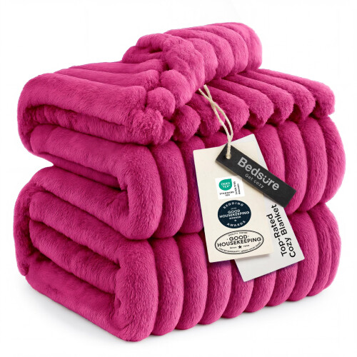 Bedsure Soft Queen Size Blanket for Bed Hot Pink 90"x90"