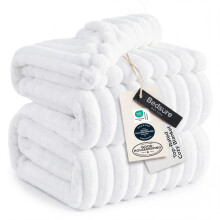 Bedsure Full Size Fleece Blankets for Bed Bright White 84"x90"