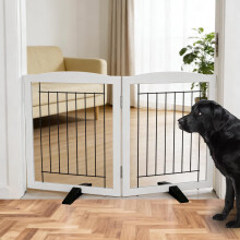 Dog Fence Indoor,Dog Gate Indoor for Doorway pet gate -2-Panel Freestanding, Hallways, House or Stairs -40x24-Inch Retractable Foldable Expandable Wo
