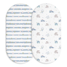 Soarwg Kids Muslin Cotton Moses Basket Fitted Sheets, 2-Pack, 83x43cm