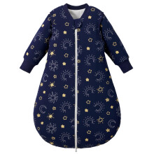 LULUMONKEY Baby Sleeping Bag Winter 3.5 Tog, 100% Cotton Warm Baby Wearable Blanket for 6-18 Months Newborn Sleep Sack with Sleeves, Moon & Stars
