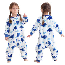 HAHASHOW Flannel Sleeping Bag with Legs for Baby 5-6 Years, Shark