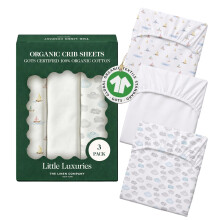 100% Organic Cotton Cot Bed Sheets, 70 x 140 cm, Watercolors, 3-Pack