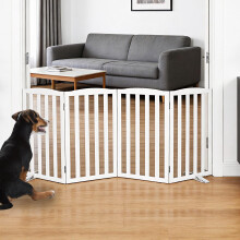 SFJC Freestanding Panel Dog Gate for Indoor, Doorways,Stairs,Hallways,Foldable Wooden White Dog Gates for House,Pet Gate for Dogs,Dog Fence, Puppy Ga